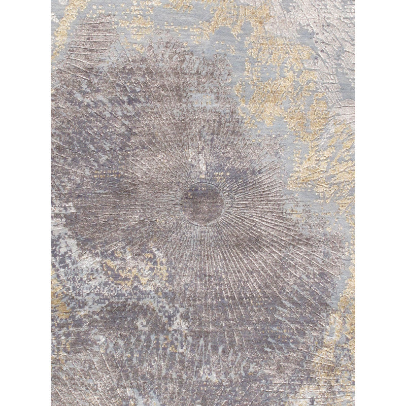 Cosmo Hand-Knotted Silk & Wool Abstract Gray 9'1" x 12'1" Area Rug