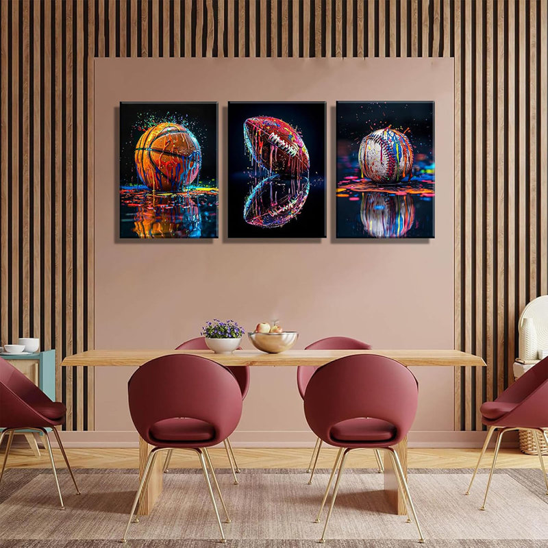 3 Piece Wrapped Canvas Print, 40 cm H x 90 cm W