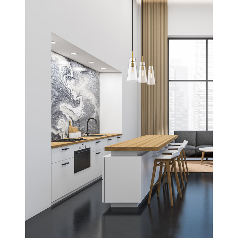 Luminaire suspendu conique à 1 lumière Wenka, H 123 po x l 6,5 po x P 5 po, Or moderne