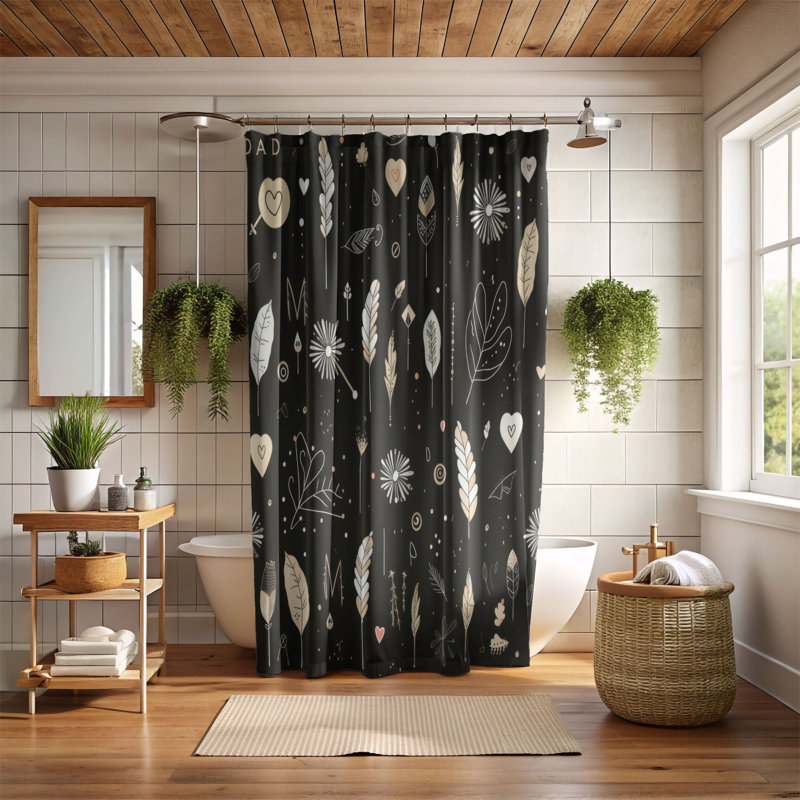 Boho Hearts - Premium Shower Curtain, 74"H x 71"W