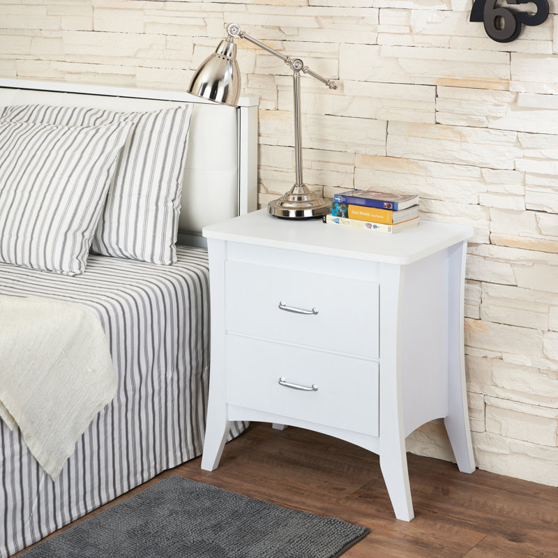 2 Table de chevet blanche avec amplement d'espace pour la chambre