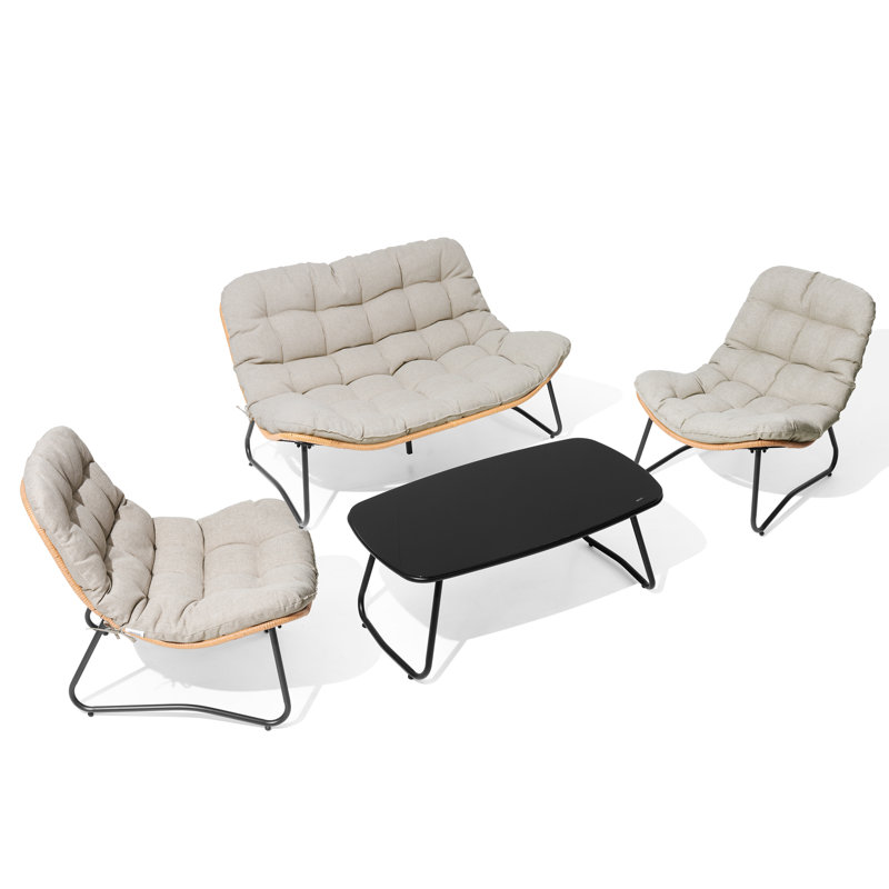 4-person Patio Conversation Sets With Table, Beige