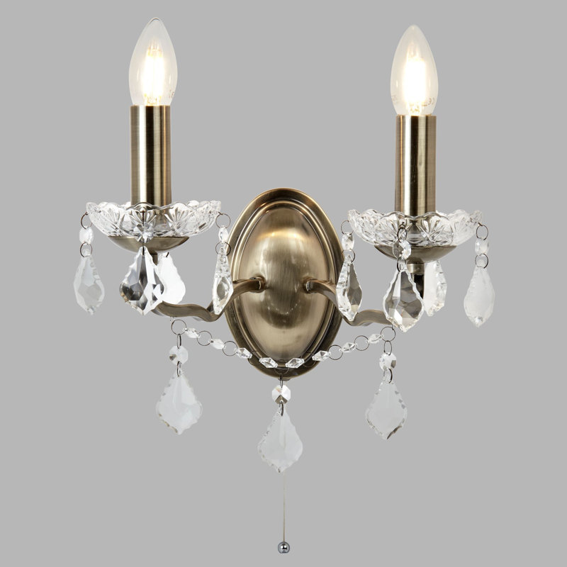 Battey Candle Wall Light, Antique Brass