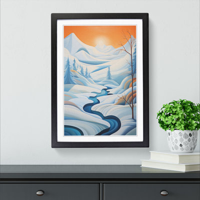 Winter Landscape Orphism No.2 - Single Picture Frame Print on Wood