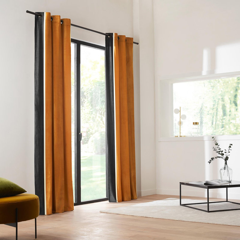 Vasco Room Darkening Curtain Single Panel, 140 x 350cm, Mid Green