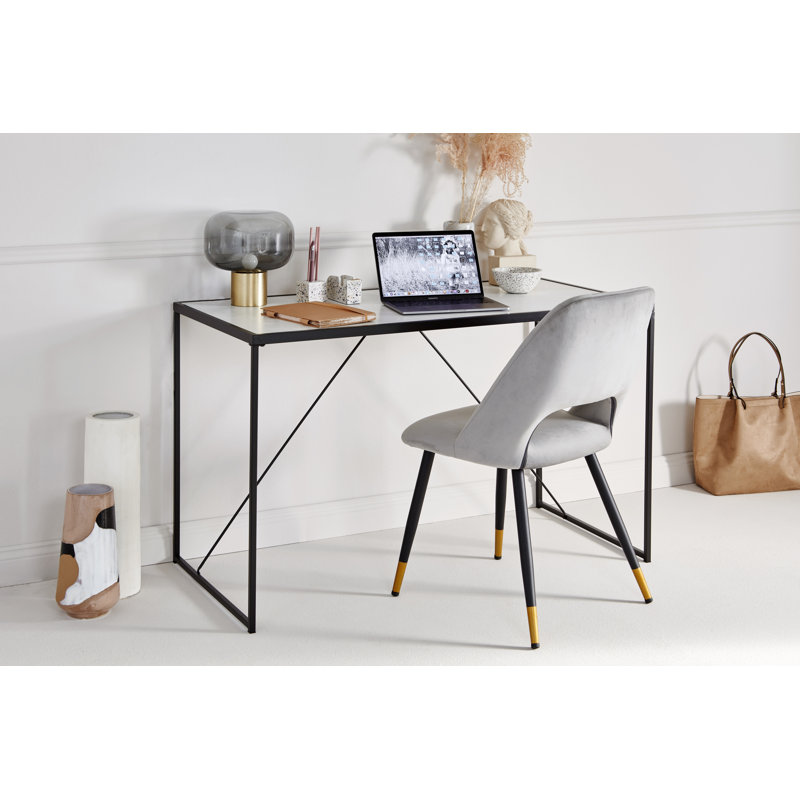 Shartlesville Metal Base Writing Desk, White, Black