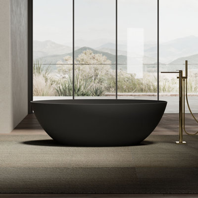 Baignoire de trempage autoportante 67 po. X 31,5 po. Monblari avec trop-plein et bonde escamotable pour salle de bain