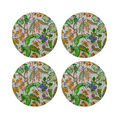 Plumeria Round Beaded Smooth Placemat