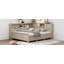  Lit de jour double en bois avec tablettes de rangement et compartiments sous le lit à usages multiples, crème-1236987189