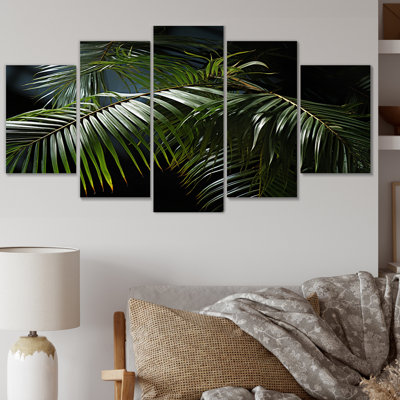 Palmiers symphonie I - impression murale d'art floral - 5 panneaux