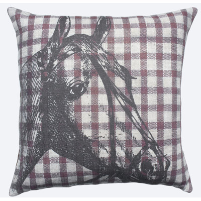 Horse Plaid Cotton Throw Pillow