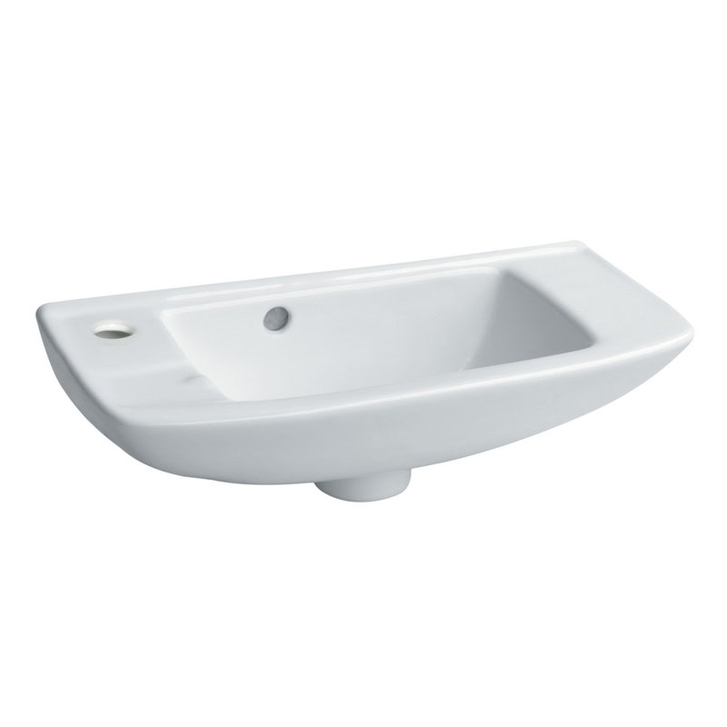 Lavabo de salle de bain mural compact en porcelaine vitreuse compacte avec trop-plein