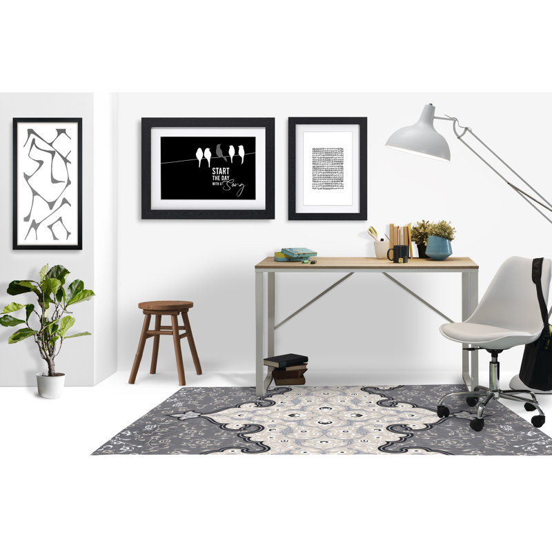 Tapis pour chaise rectangulaire à poils courts Belle, L 36 po x L 60 po, gris
