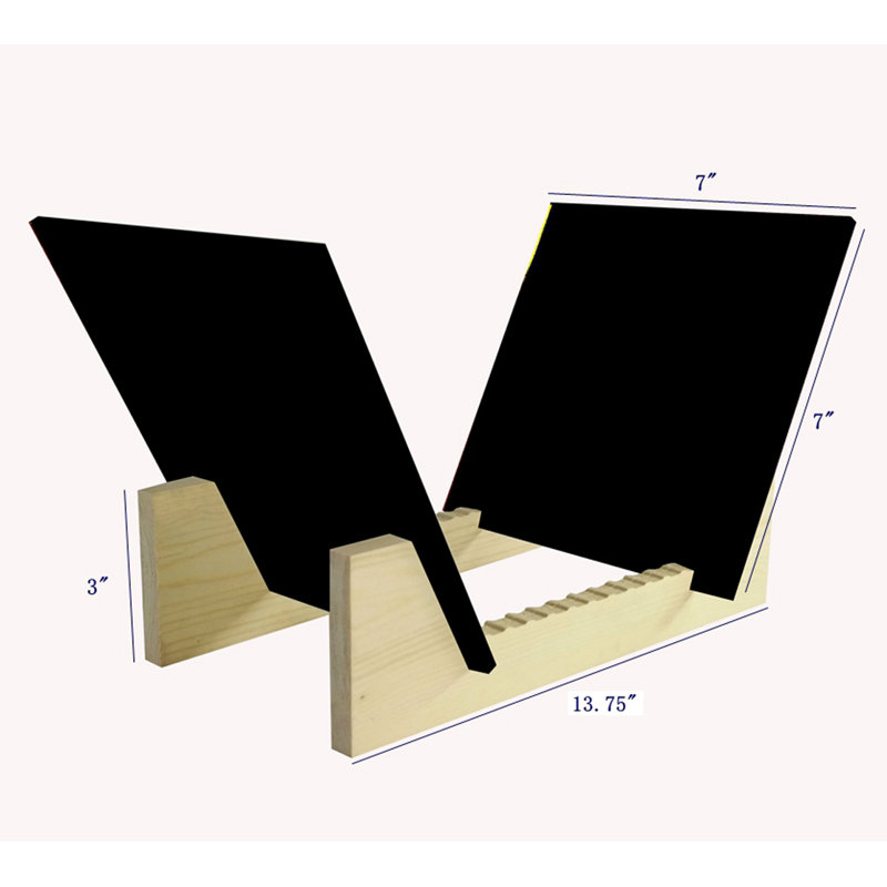 Vinyl Record Storage Album Display Holder LP Organizer Tabletop LP Stand Pine Base, 7" H x 7" W x 13.75" D, Black