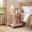 Ensemble de 4 tables de chevet avec roulettes, table de chevet en plastique à 2 niveaux avec tablettes de rangement et table de chevet mobile pour la chambre à coucher (ensemble de 4)-132147686