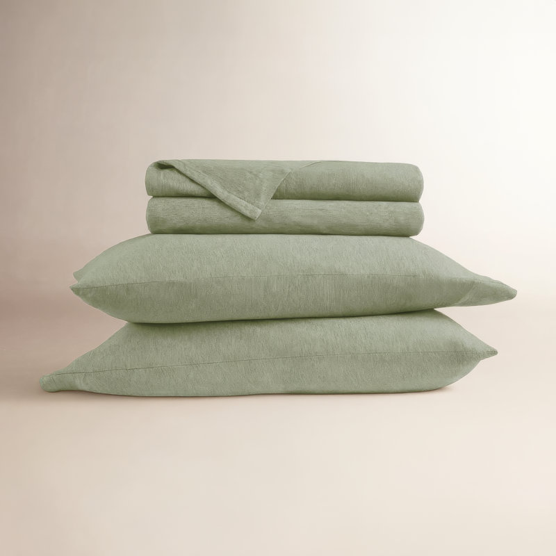 Ensemble de draps en jersey 4 pièces 100% coton, ISE, Ensemble de draps pour lit simple avec un drap-hou