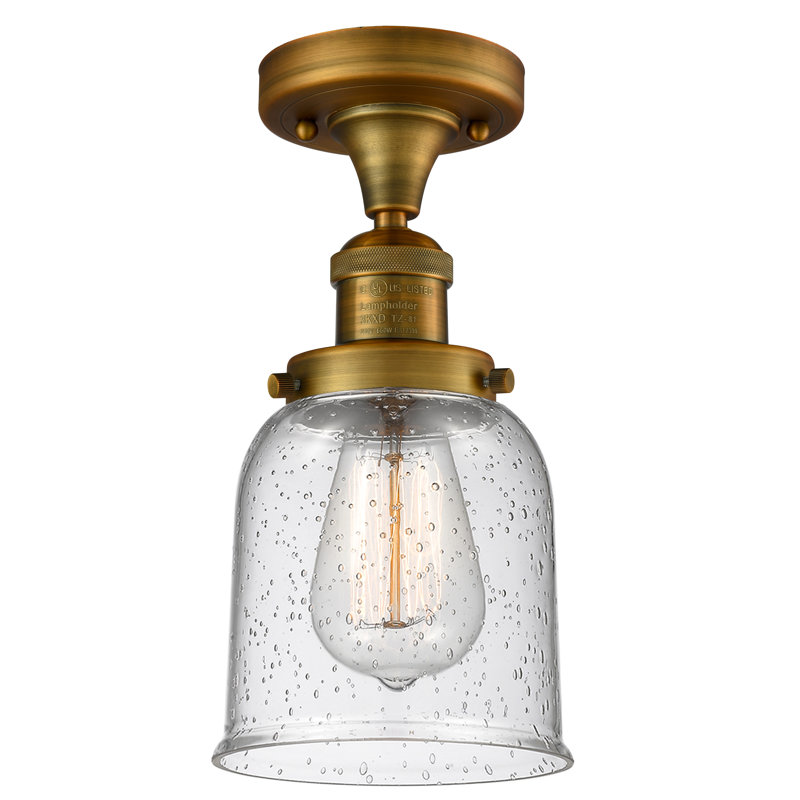 Plafonnier semi-encastré à 1 lumière 5 po Archambault, Laiton antique, Transparent, Ampoule DEL 6 watts Vinage