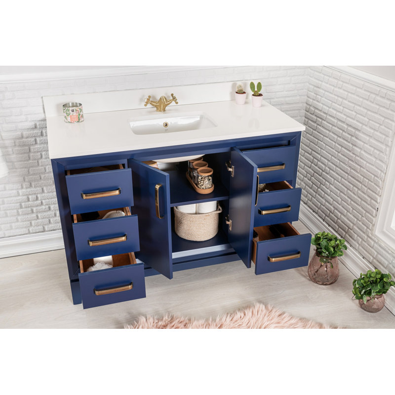 Meuble-lavabo simple 47,2 po Chirino, Bleu foncé