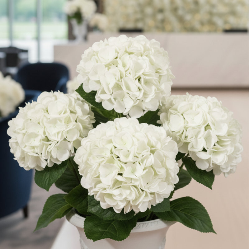 6pc 18" Real Touch Hydrangea Bush 5 Heads