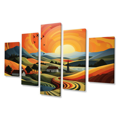 Minimaliste Indiana Farm Countryside I - Barns Multipanel, décoration murale