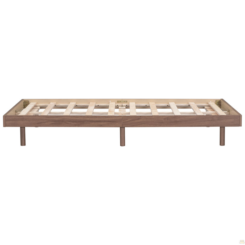 Twin Size Floating Platform Bed Frame, Walnut, Twin