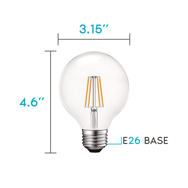 5 W (équivalent à 60 W), ampoule DEL G25 à intensité variable, culot moyen E26 (standard), 2 700 K