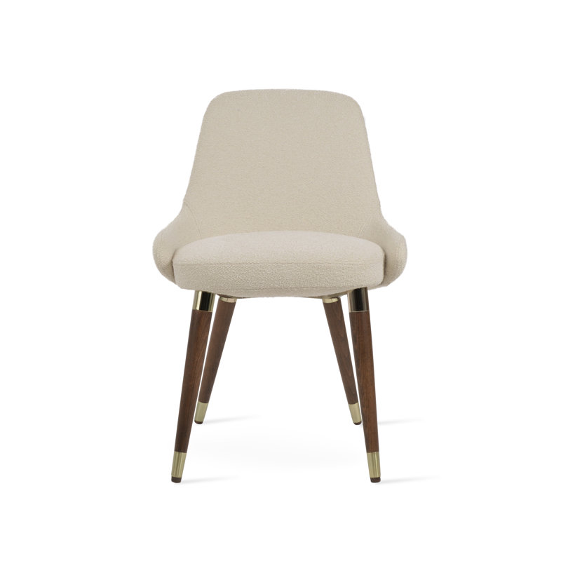 Gazel Wood Side Chair, Off White Wool