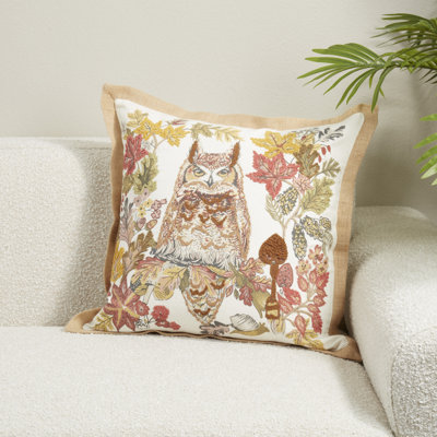 Coussin brodé hibou brodé