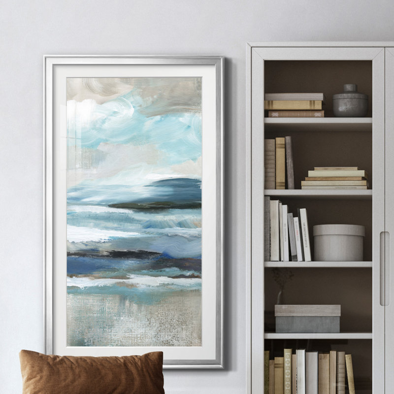 Distant Drama II - peinture encadrée, Argent, H 22,5 po x l 42,5 po x P 1,5 po
