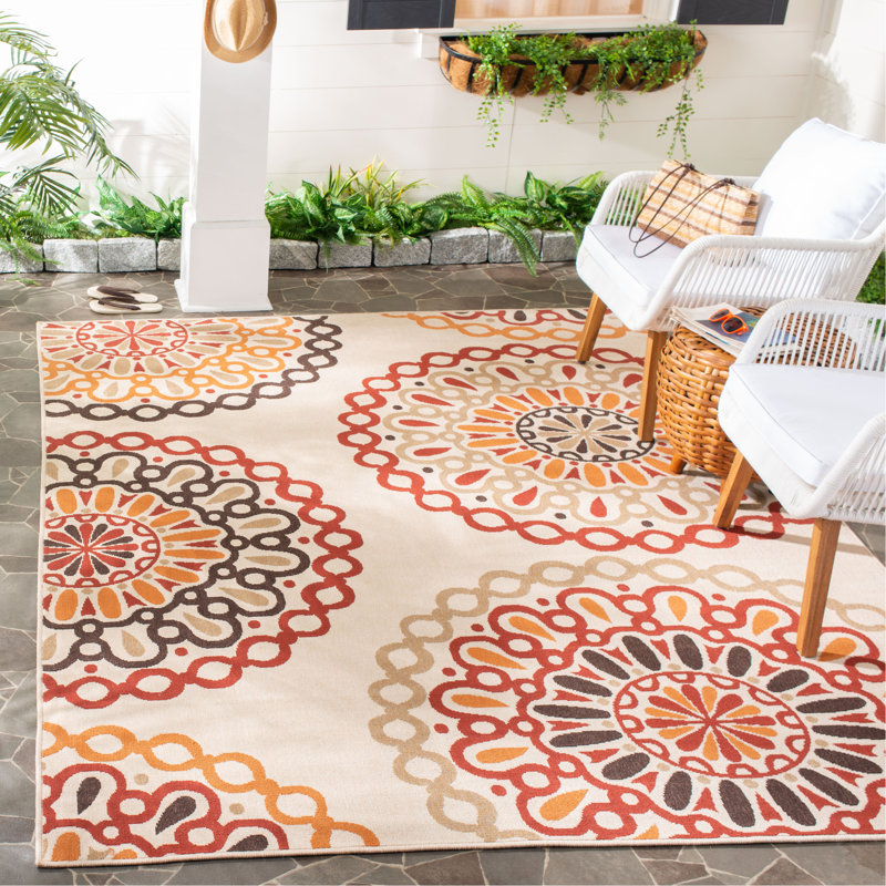 Tapis d'intérieur / extérieur à motif floral Centeno Performance, Rectangle 8 pi x 10 pi