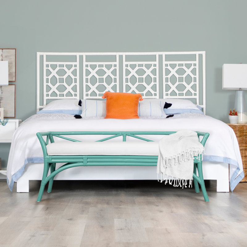 Wicker Bench, Turquoise