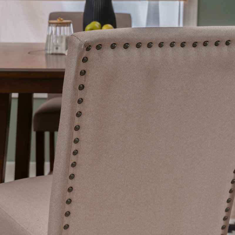 Barneveld Upholstered Counter Stool, Beige/Brown Frame