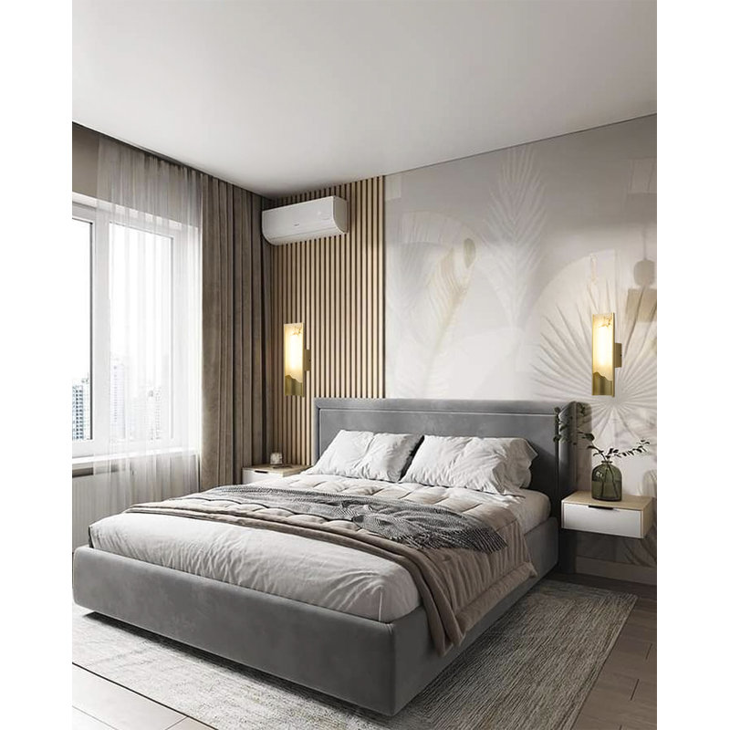 Applique murale 1 lumière DEL en aluminium teinté avec accents albâtre blanc