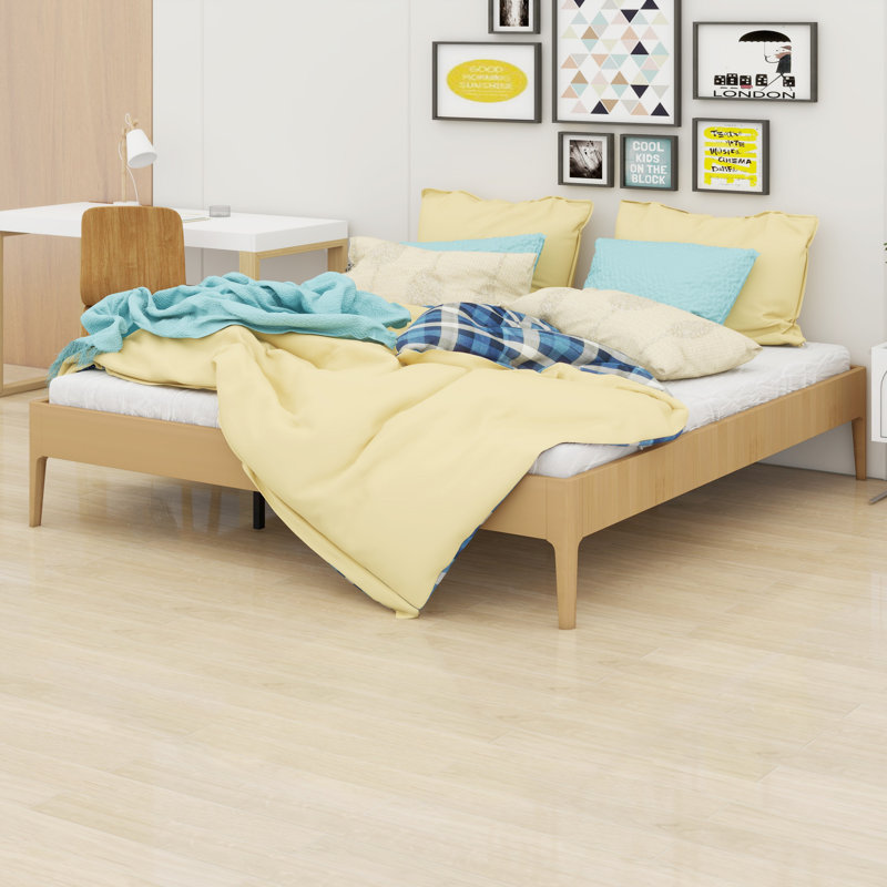 Simple & Modern Wood Platform Bed Frame with Stable Support System, Natural