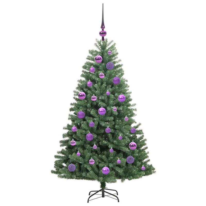 Artificial Hinged Christmas Tree Green PVC and Metal, 3.94 ft