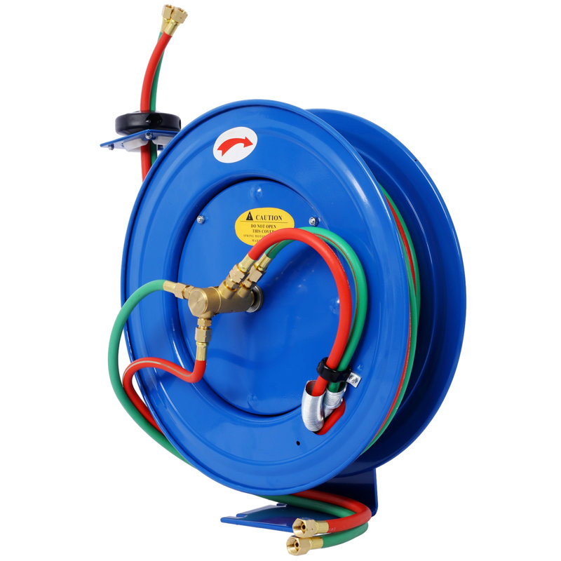 Tuyau de soudage enroulable rétractable 1/4 po x 50 pieds pour tuyaux d'oxygène en caoutchouc acétylène STD Duty Max 200PSI