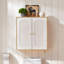 Armoire de salle de bain murale avec panneau de porte cannelé et tablette réglable, chêne naturel et blanc, 2 pièces-133139231