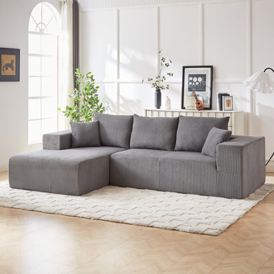 Modern Corduroy Upholstered Sectional Sofa Couch Set,Modular 110" L Shaped Sectional Living Room Sofa Set With 5 Pillows,Free Combination Sofa Couch For Living Room,Bedroom