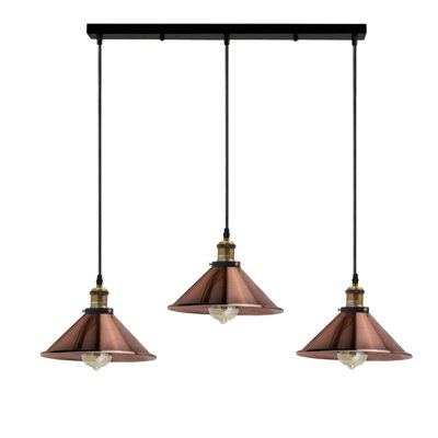 Modern Industrial Latshaw 3-Light Island Cone Ceiling Pendant – Adjustable Lighting for Kitchen & Dining Rooms by Mercury Row