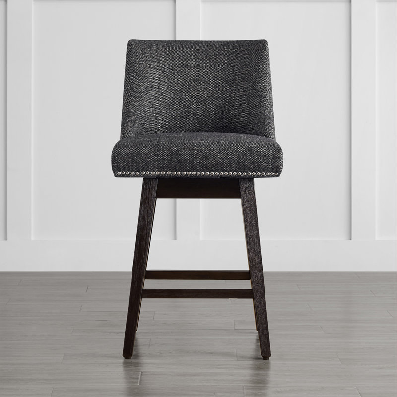 Shurma Swivel Upholstered Counter Stool, Charcoal Gray