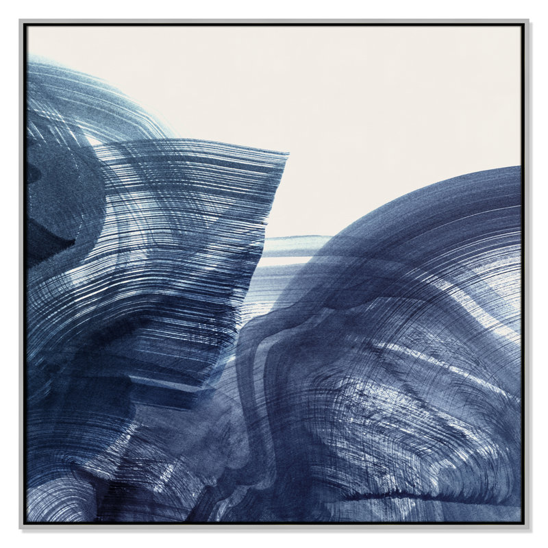 Indigo Crescendo II - version carrée imprimée par , Flottant argenté, 41.5' W x 41.5' H