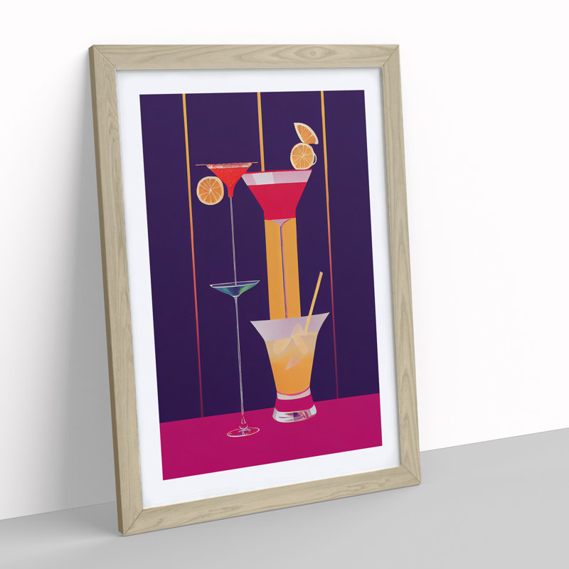 Selection of Cocktails No.4 1 Piece Single Picture Frame Painting, 34cm H x 25cm W x 2cm D, Oak Framed
