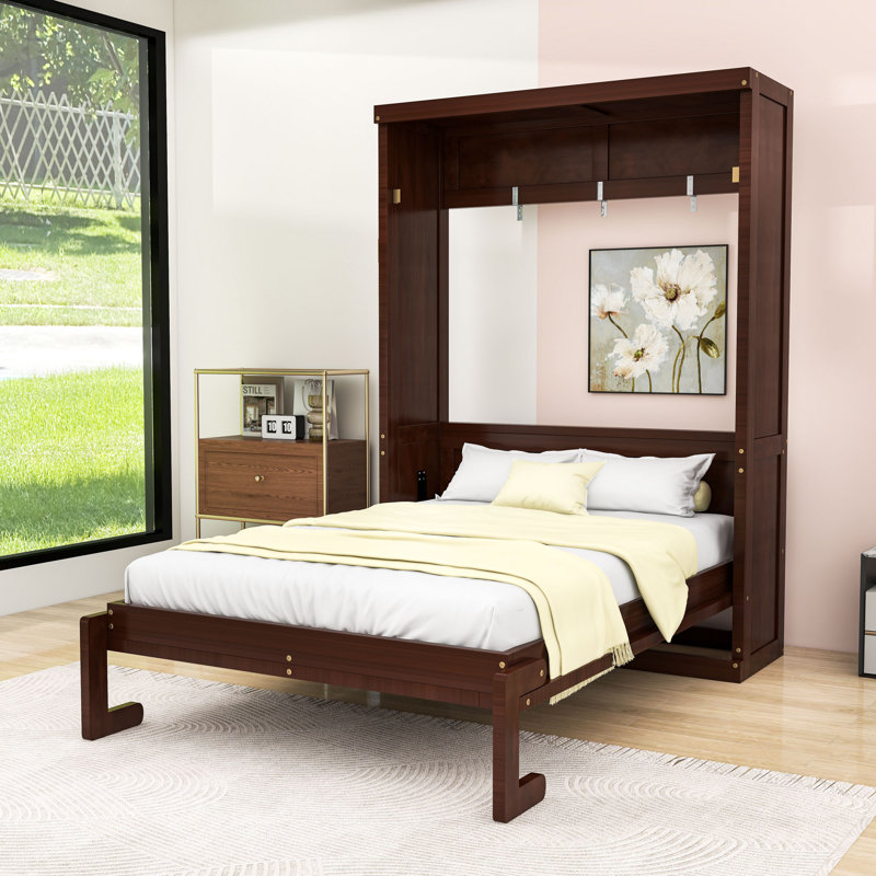 Lit escamotable avec armoire peu encombrante, Lit simple, Espresso