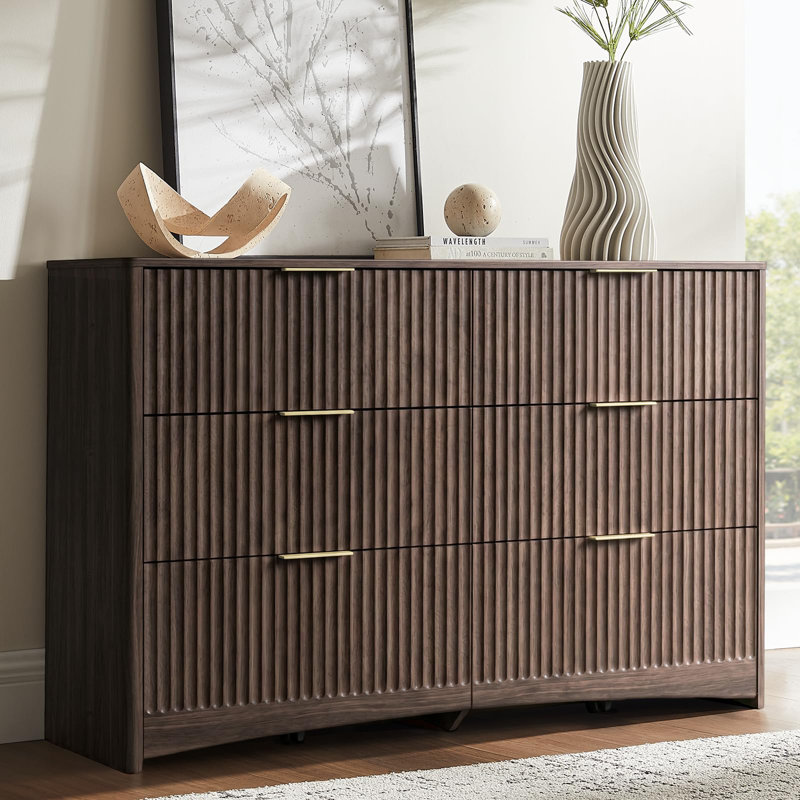 6-Drawer Wooden Dresser with Smooth-Glide Drawers, Modern Natural Oak Finish, Spacious Storage for Bedroom, Living Room, and Hallway