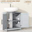 Meuble-lavabo sur piédestal, gris foncé, conception à deux niveaux, tablette réglable, élégance, rangement de salle de bain peu encombrant, portes de grange, style, rangement sécuritaire