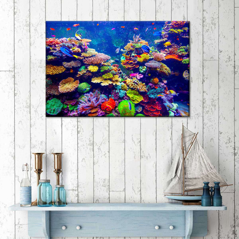 Paysage vibrant sous l'eau, H 30 po x l 45 po 