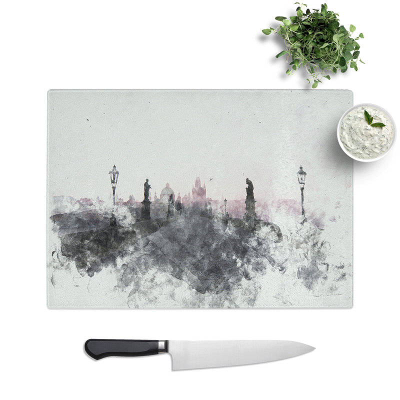 Tempered Glass Charles Bridge in Prague Chopping Board, 20 cm x 28.5 cm