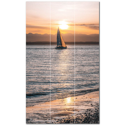 Boat Photo 12'' x 12'' Satin Ceramic Decorative Mural