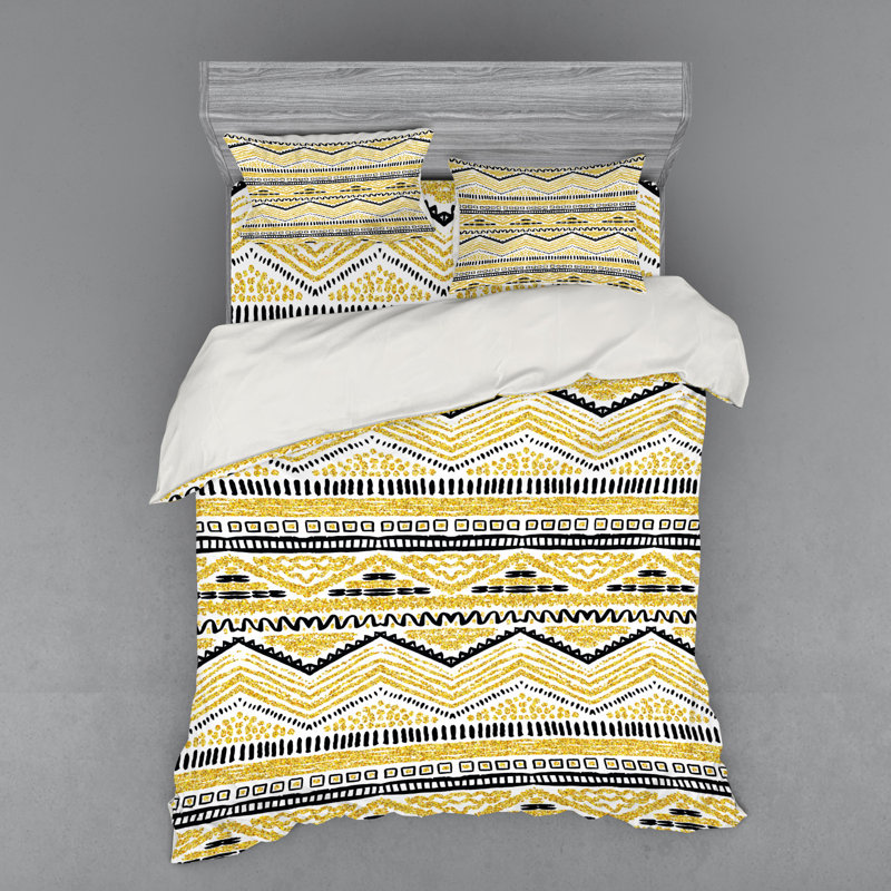 Rustic Polyester Geometric Shapes Duvet Cover, Queen Duvet Cover + 3 Additional Pieces