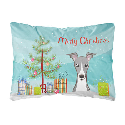  Coussin décoratif intérieur / extérieur Christmas Tree and Italian Greyhound